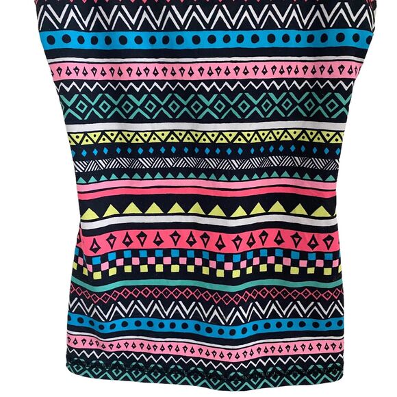 Ivivva Girls Size 12 Tank Top Racerback Y Strap Logo Aztec Printed Black Shelf - Picture 6 of 9